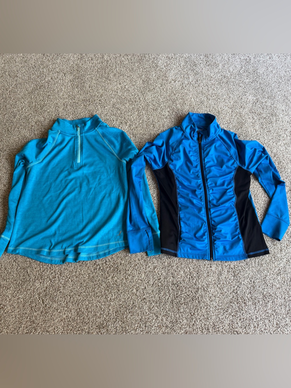 Bright Blue & Teal Girls' 14 -16 Zip-Up Tops (Pair)